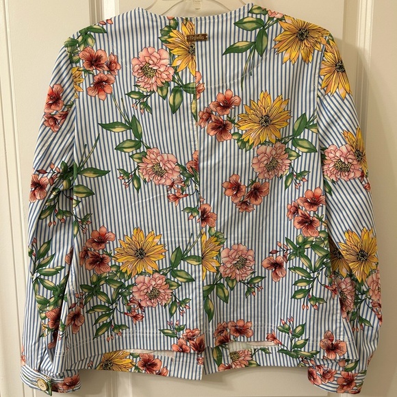 Rafaella Blue Striped Floral Top - Picture 6 of 6